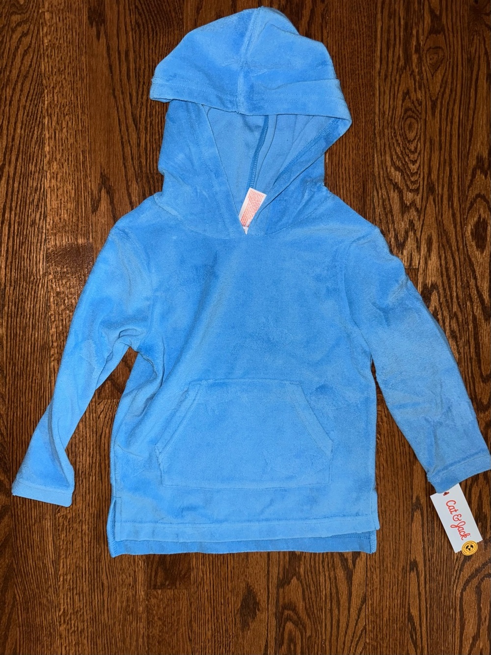 Cat & Jack Light Blue Kids' Hooded Swim Coverup with shark details